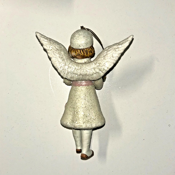 Porcelain Victorian Angel with Flowers Christmas Ornament Original Box - Picture 3 of 5